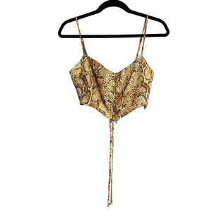 Reformation Ali Boa Snake Print Ruched Crop Tank Top NWT Size 6